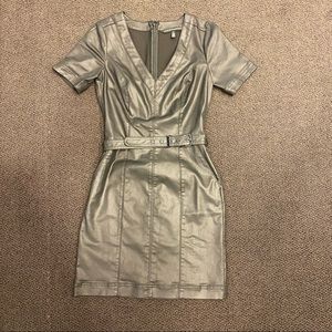 Coated Leather dress with Belt.